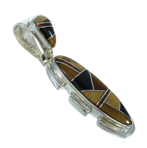 Genuine Sterling Silver Multicolor Southwestern Slide Pendant YX67463